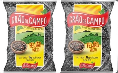 Feijao Preto Brasileiro para feijoada Grao de Campo 1 Kg - Pack of 2 x 1Kg - Brazilian black beans