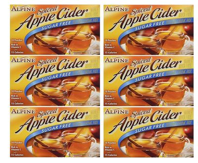 Alpine, Spiced Cider, Sugar Free Apple Flavored Drink Mix Bundle, 1.4oz Box (Pack of 6) - with Make Your Day Stirrer