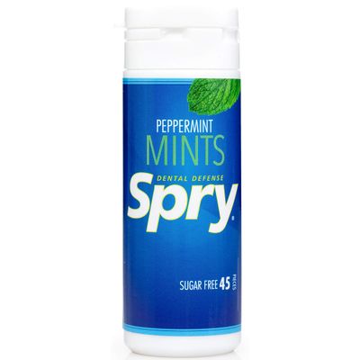 Spry Xylitol Peppermint Mints Sugar Free Candy - Breath Mints That Promote Oral Health, Dry Mouth Mints That Increase Saliva Production, Stop Bad Breath, 45 Count (Pack of 36)
