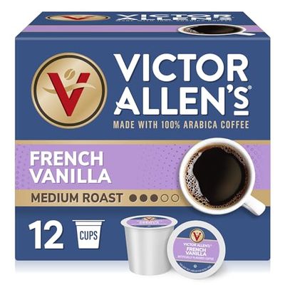 Victor Allen&#39;s Coffee French Vanilla Flavored, Medium Roast, 1 Pack - 12 Count, Single Serve Coffee Pods for Keurig K-Cup Brewers