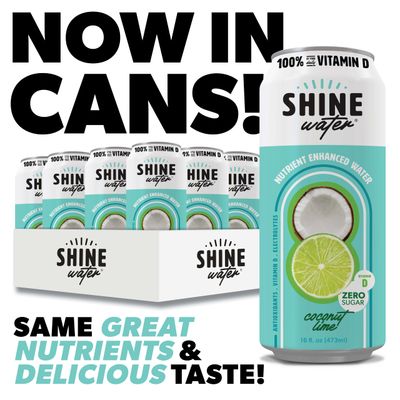 ShineWater Vitamin D Hydration Electrolyte Drink, Coconut Lime 12 Pack, Sugar Free Naturally Flavored Water, Magnesium, Zinc, Vitamin B12, Folic Acid, Plant Based Antioxidants, Low Calorie