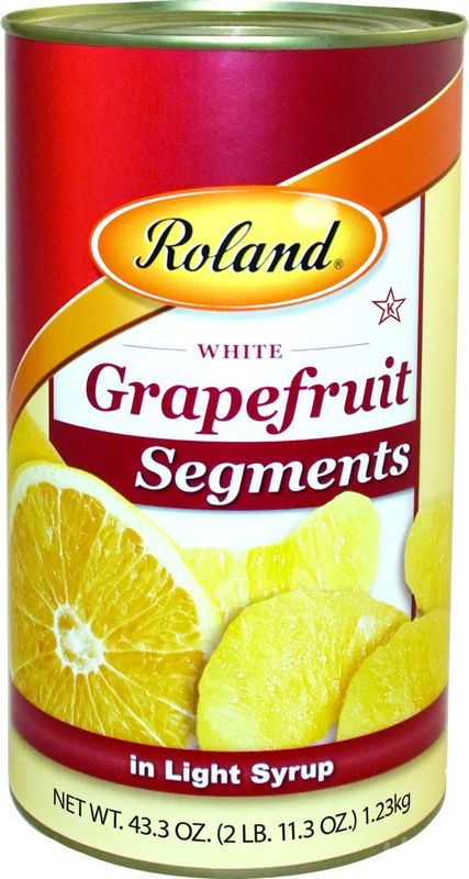 Roland Foods White Grapefruit Segments in Light Syrup, Specialty Imported Food, 43.3 Ounce Can, Pack of 4