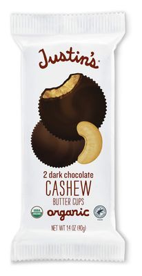Justin's Organic Dark Chocolate Cashew Butter Cups, Rainforest Alliance Certified Cocoa, Gluten-free, Responsibly Sourcd, 1.4 Ounce (Pack of 12)