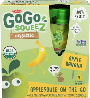GoGo SqueeZ Organic Apple Sauce - Apple Banana - 3.2 oz - 4 pk