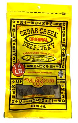 Cedar Creek Beef Jerky, Air-Dried Thinly Sliced, 4oz Pack, No Artificial Preservatives, Grass-Fed &amp; Grain-Finished Beef, High Protein, Low Calorie, Gluten-Free, Paleo Snack