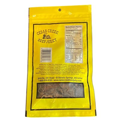 Cedar Creek Beef Jerky, Air-Dried Thinly Sliced, 4oz Pack, No Artificial Preservatives, Grass-Fed & Grain-Finished Beef, High Protein, Low Calorie, Gluten-Free, Paleo Snack