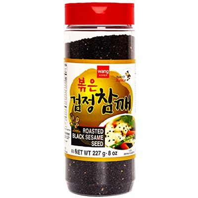 Wang Toasted Black Sesame Seeds, Korean Seasoning Blend, Mild and Nutty Flavor, 8 Oz