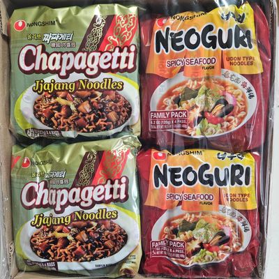 [Ramyun Combo 16packs] Chapagetti Chajang Noodle 4.5oz(8 packs)+Neoguri Spicy Seafood 4.2oz(8 packs)- by Nongshim