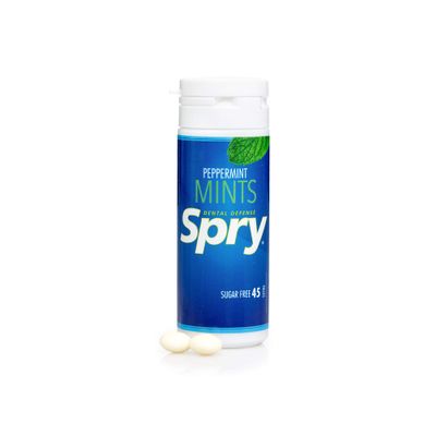 Spry Xylitol Peppermint Mints Sugar Free Candy - Breath Mints That Promote Oral Health, Dry Mouth Mints That Increase Saliva Production, Stop Bad Breath, 45 Count (Pack of 36)