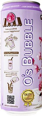 O's Bubble Gummy Boba Latte Canned Bubble Tea Drink With Chewy Boba Pearls (Konjac), 22% whole milk blend, 470ml(15.9 fl oz/can), TARO, (Pack of 12)