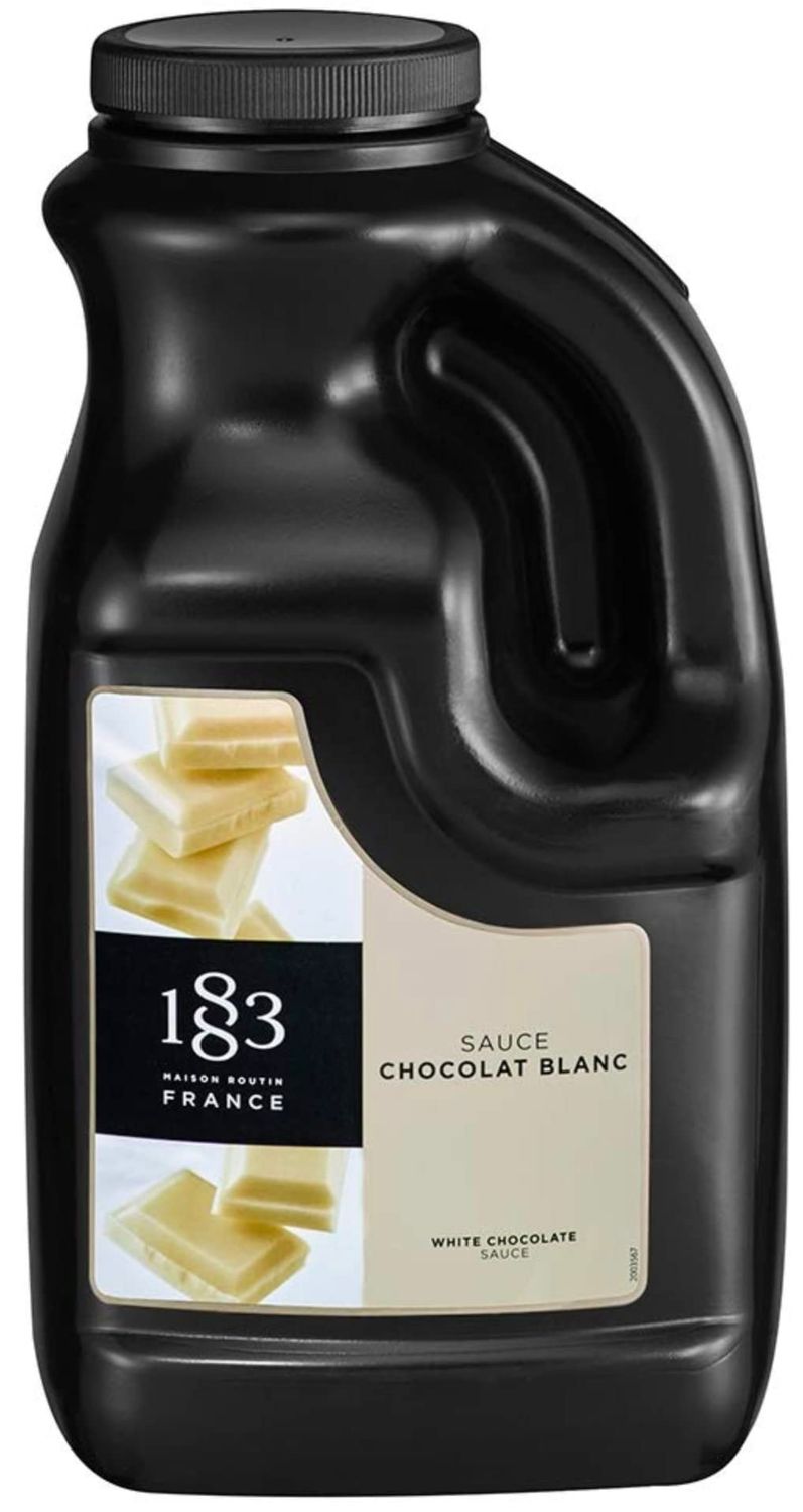 1883 Maison Routin France - White Chocolate Sauce (64 fl oz.) Rich Savory Chocolate Sauce for Making Frappes, Ice Cream Toppings, Coffee, Espressos &amp; Dessert Topping