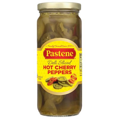 Pastene Deli Sliced Hot Cherry Peppers, 16 Ounce