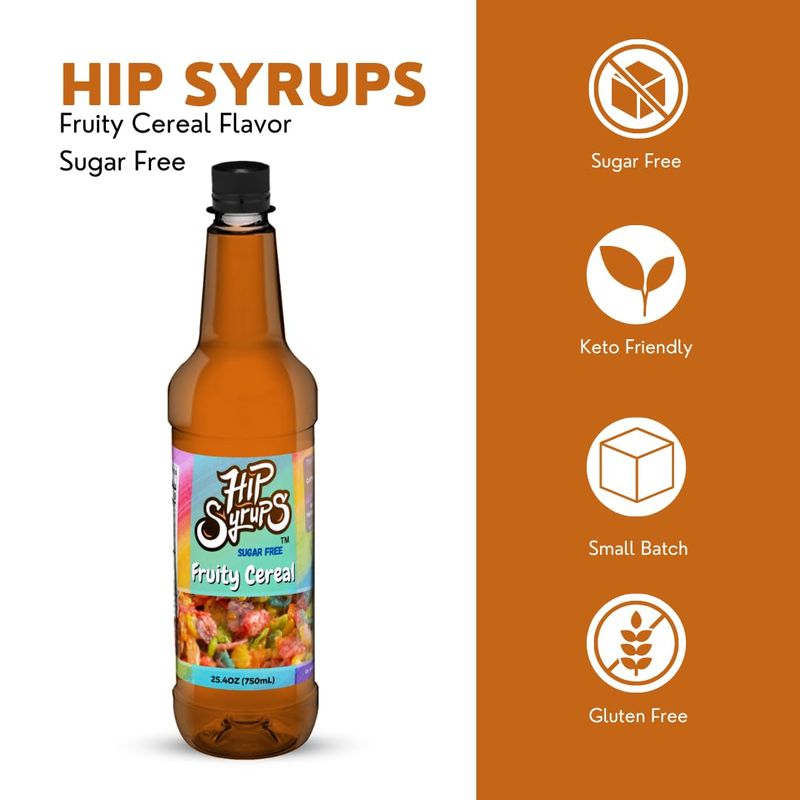 Hip Syrups - Fruity Cereal Sugar Free Simple Syrup Designed for Coffee, Hot Cocoa, Sugar Free