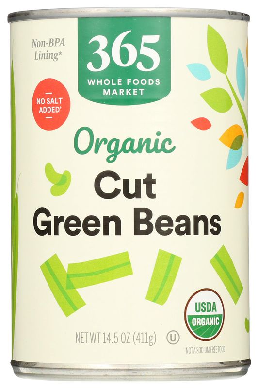 365 by Whole Foods Market, Beans Green Cut No Salt Added Organic, 14.5 Ounce