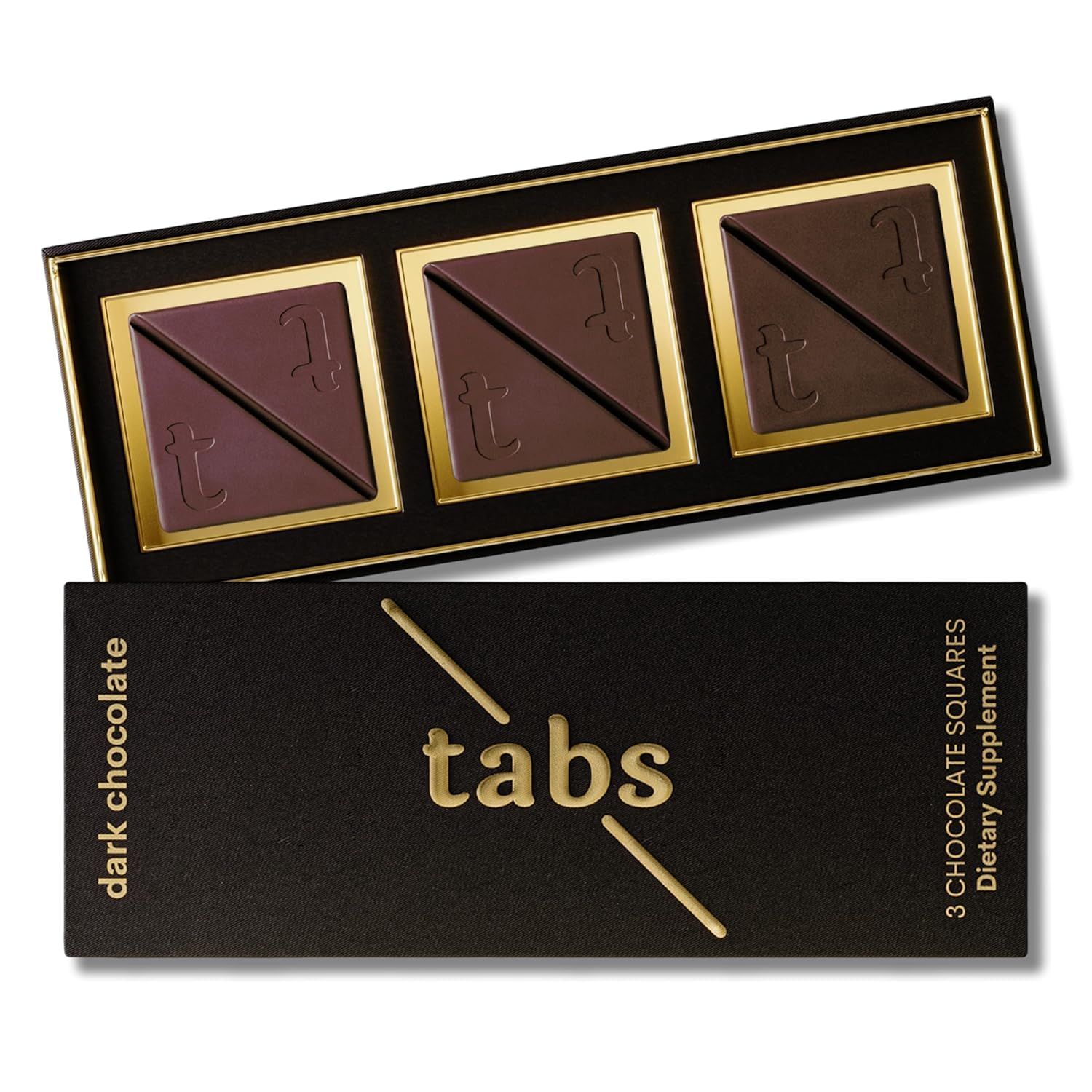 Tabs Chocolate Squares for Couples (1 Box) - Dark Chocolate Bar to Improve Mood - Vegetarian, Gluten-Free for Men &amp; Women
