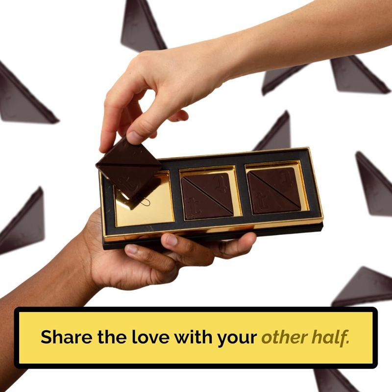 Tabs Chocolate Squares for Couples (1 Box) - Dark Chocolate Bar to Improve Mood - Vegetarian, Gluten-Free for Men &amp; Women
