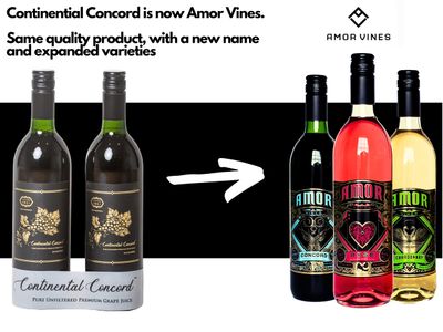 Amor Vines 100% Natural Unfiltered Pure Ros & Concord Grape Juices - No Water Added, Preservative Free, Non-Alcoholic - 750ml Glass Bottle - Pack of 2