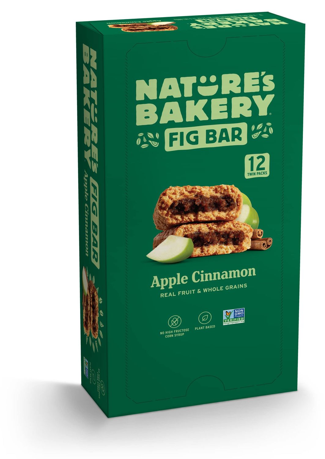 Nature&#39;s Bakery Whole Wheat Fig Bars, Apple Cinnamon, Real Fruit, Vegan, Non-GMO, Snack Bar, 1 Box With 12 Twin Packs (12 Twin Packs)