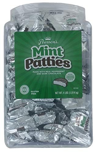 Pearson&#39;s Mint Patties | Made with Decadent Dark Chocolate and Real Peppermint | 64 Oz Jar | Individually Wrapped