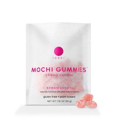 ISSEI Mochi Gummies Chewy Candy | Soft &amp; Chewy | Award Winning | Gelatin-Free, Non-GMO, Kosher | Delicious Snack | 1.76 Oz (1.76 Ounce, STRAWBERRY)