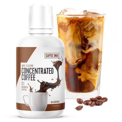Coffee Snax Cold Brew Coffee Concentrate, Unsweetened Black Coffee Concentrate with No Added Sugar (Bulk 96 Servings Bottle)