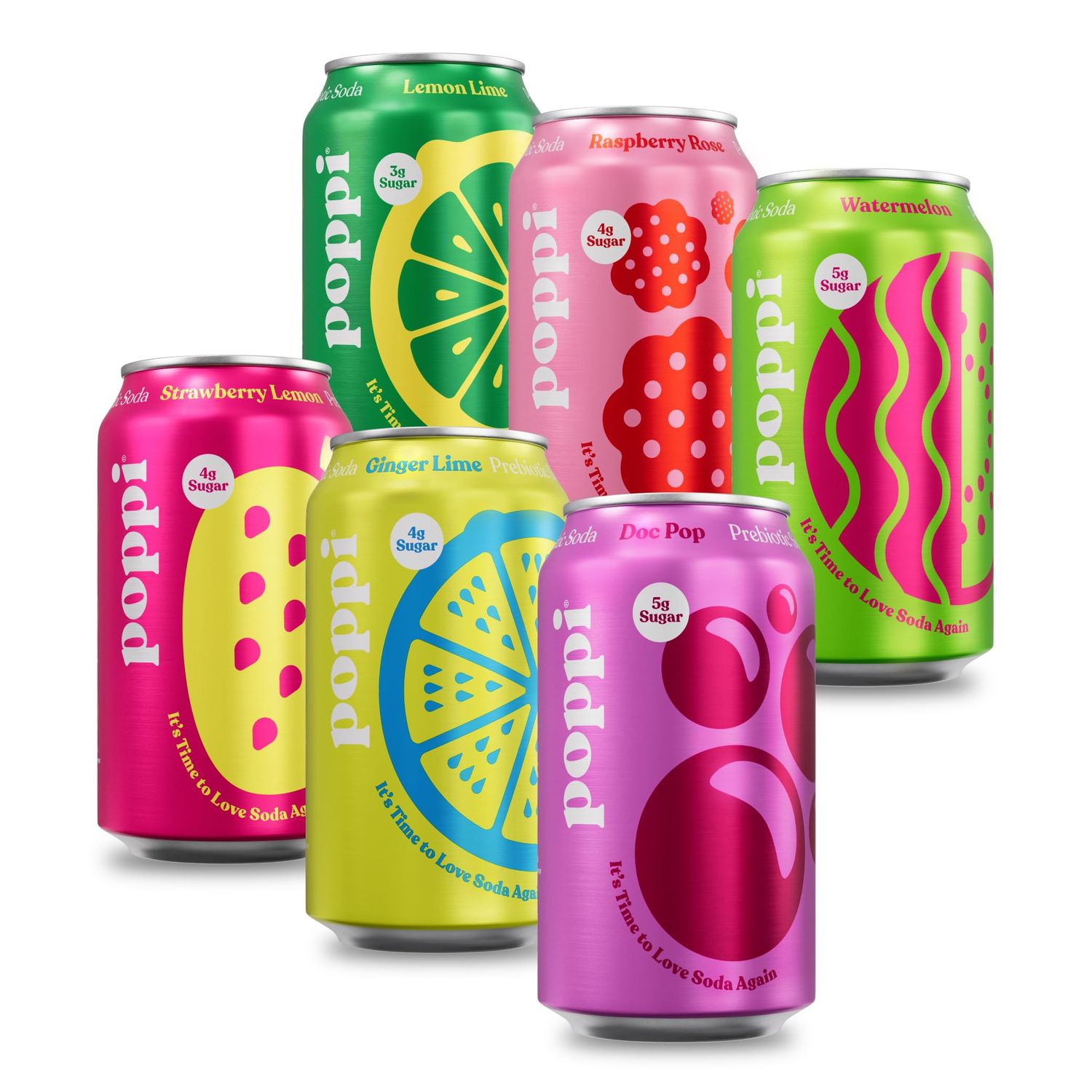 POPPI Sparkling Prebiotic Soda, Beverages w/Apple Cider Vinegar, Seltzer Water &amp; Fruit Juice, Party Starters Variety, 12 oz (12 Pack) (Packaging may vary)