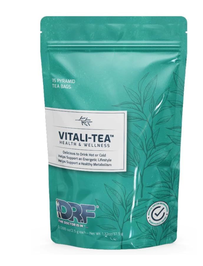 Vitali-Tea Health &amp; Wellness Support Herbal Tea by Dr. Farrah- Organic Turmeric Ginger Tea Bags with Refreshing Flavor- Helps Support Healthy Metabolism &amp; Energetic Lifestyle- 15 Bags