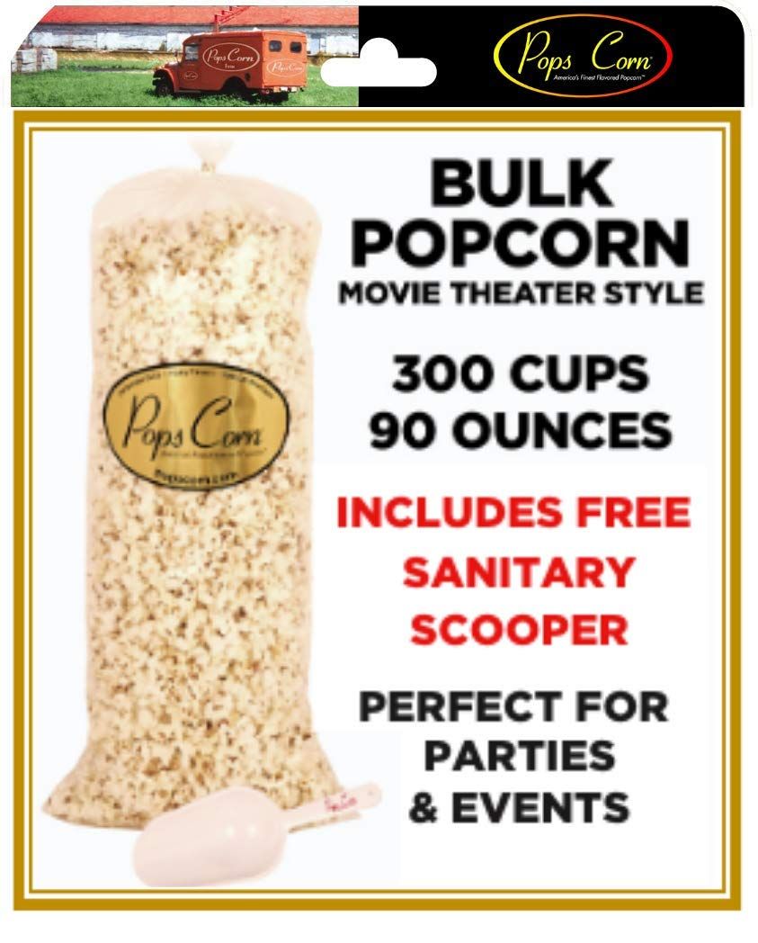 POPCORN! Gourmet Popcorn XL BULK/WHOLESALE-300 Total cups-90oz-MOVIE THEATER STYLE! Butter Flavor PARTY BAG. Popped Event Bag Favors, Buffet, Bar FREE SANITARY SCOOPER!