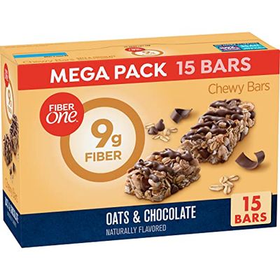 Fiber One Chewy Bars, Oats &amp; Chocolate, Fiber Snacks, Mega Pack, 15 ct
