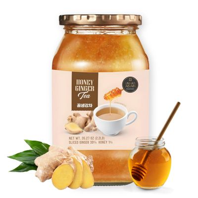 Unha Korean Honey Ginger Tea 35.2 OZ - Premium Sliced Ginger with Real Honey, Sweet Spicy Hot or Cold Tea, Marmalades, and Culinary Creations, PRODUCT OF KOREA