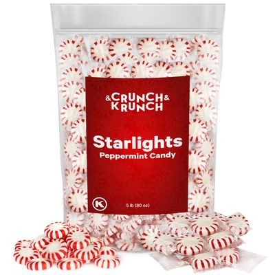 Starlight Peppermints Individually Wrapped Candy - Sweets for On the Go Refreshment, Starlight Mints Hard Candy, Office Candy Mints, Christmas Peppermint Candy, 5lb