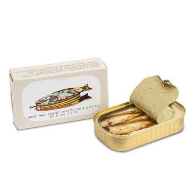 Smoked Small Sardines in Extra Virgin Olive Oil by Jose Gourmet, Wild Caught Portuguese Sardines, Canned Fish in Olive Oil, Omega 3, Fair Trade, 125g Can