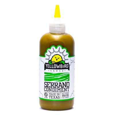 Serrano Hot Sauce by Yellowbird - Serrano Pepper Sauce with Serrano Peppers, Cucumbers, and Lime - Plant-Based, Gluten Free, Non-GMO Hot Pepper Sauce - Homegrown in Austin - 19.6 oz