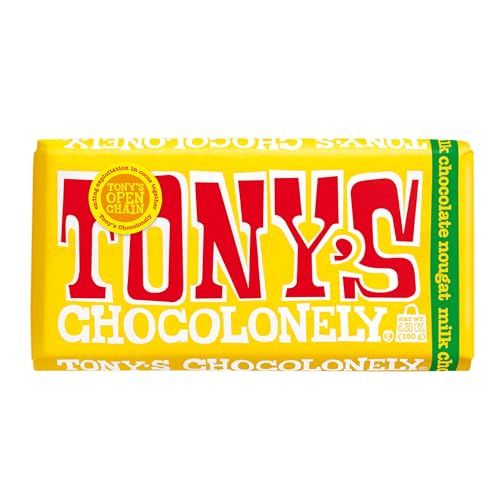 Tony&#39;s Chocolonely 32% Milk Chocolate Bar with Honey Almond Nougat - Belgium Chocolate, No Artificial Flavoring, Fairtrade &amp; B Corp Certified - 6.35 Oz