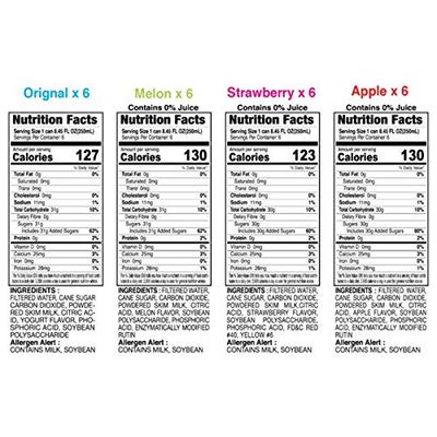 Milkis Carbonated Drink 4 Variety Flavors, Apple, Melon, Strawberry &amp; Original, 8.45 Fl Oz, Pack of 24