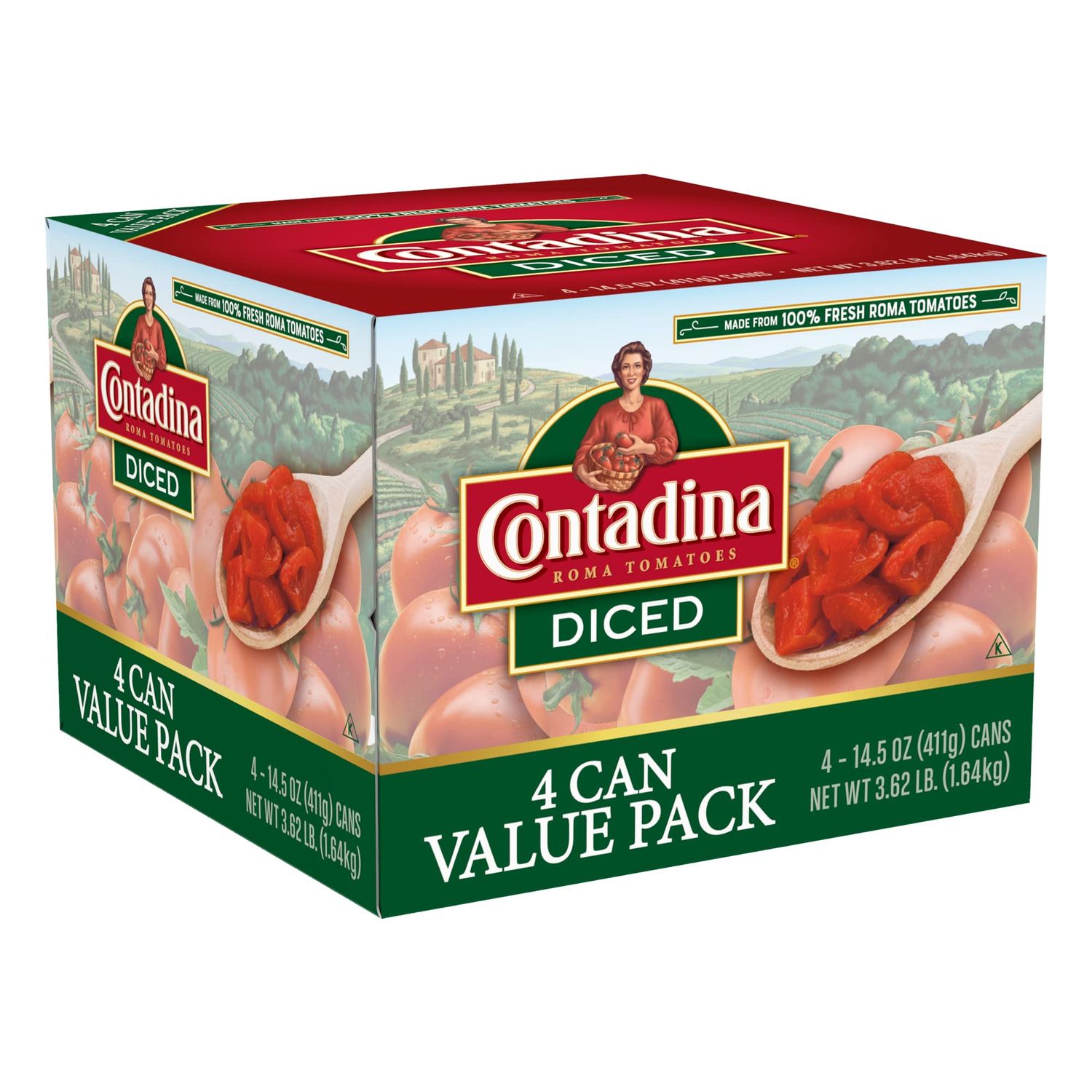 Contadina Diced Tomatoes, 14.5 oz (Pack of 4 Cans)