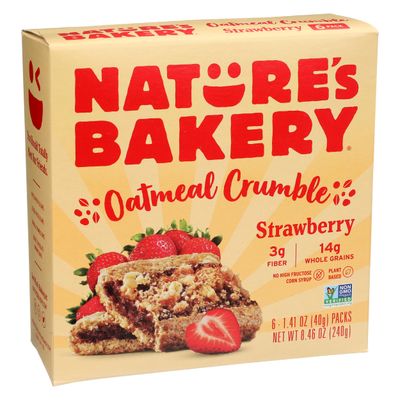 Nature's Bakery Strawberry Oatmeal Crumble Bars, 6 Counts, Vegan, Non GMO, 8.46 Ounces (Pack Of 6)