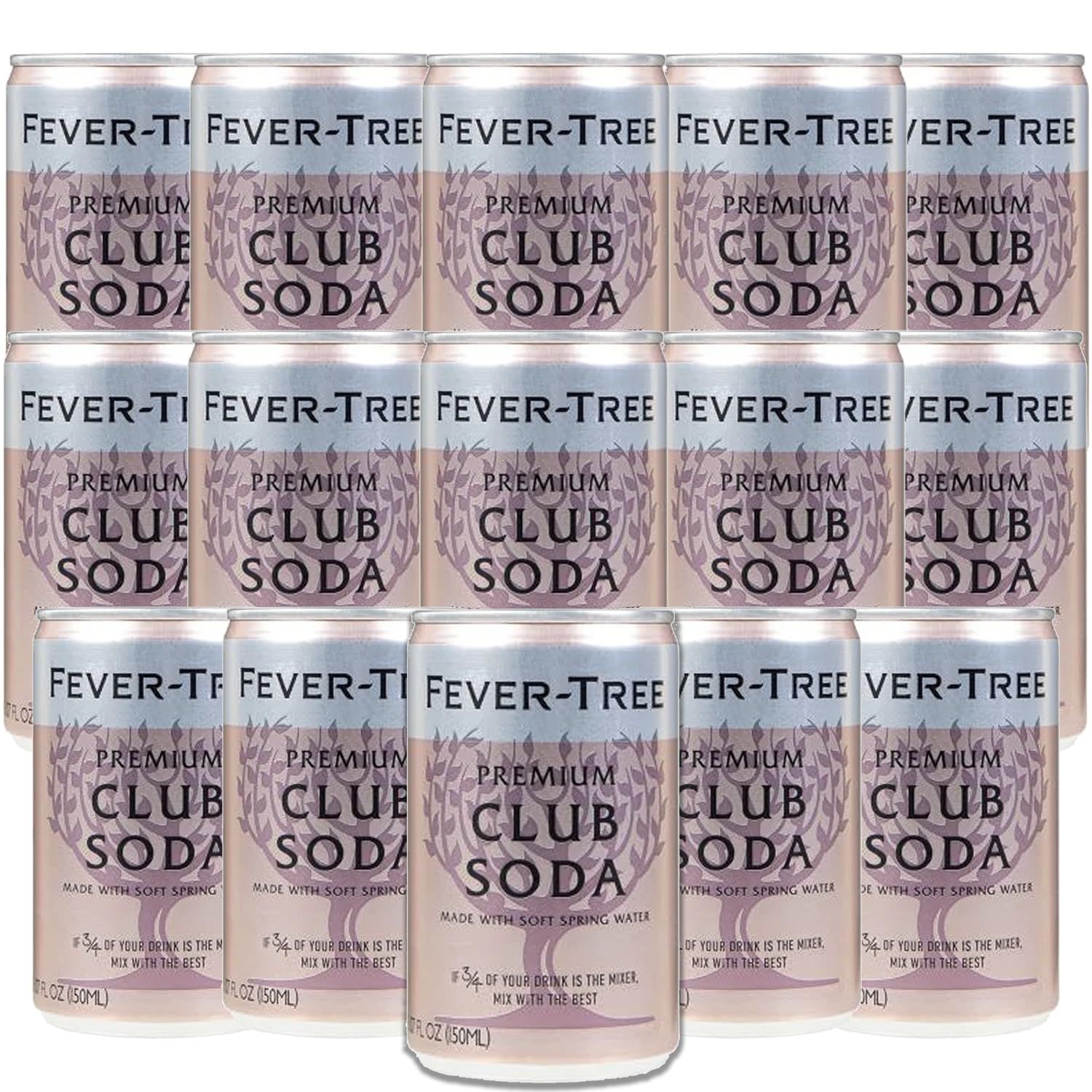 Fever Tree Premium Club Soda - Premium Quality Mixer &amp; Soda - Refreshing Beverage for Cocktails &amp; Mocktails 150ml Cans