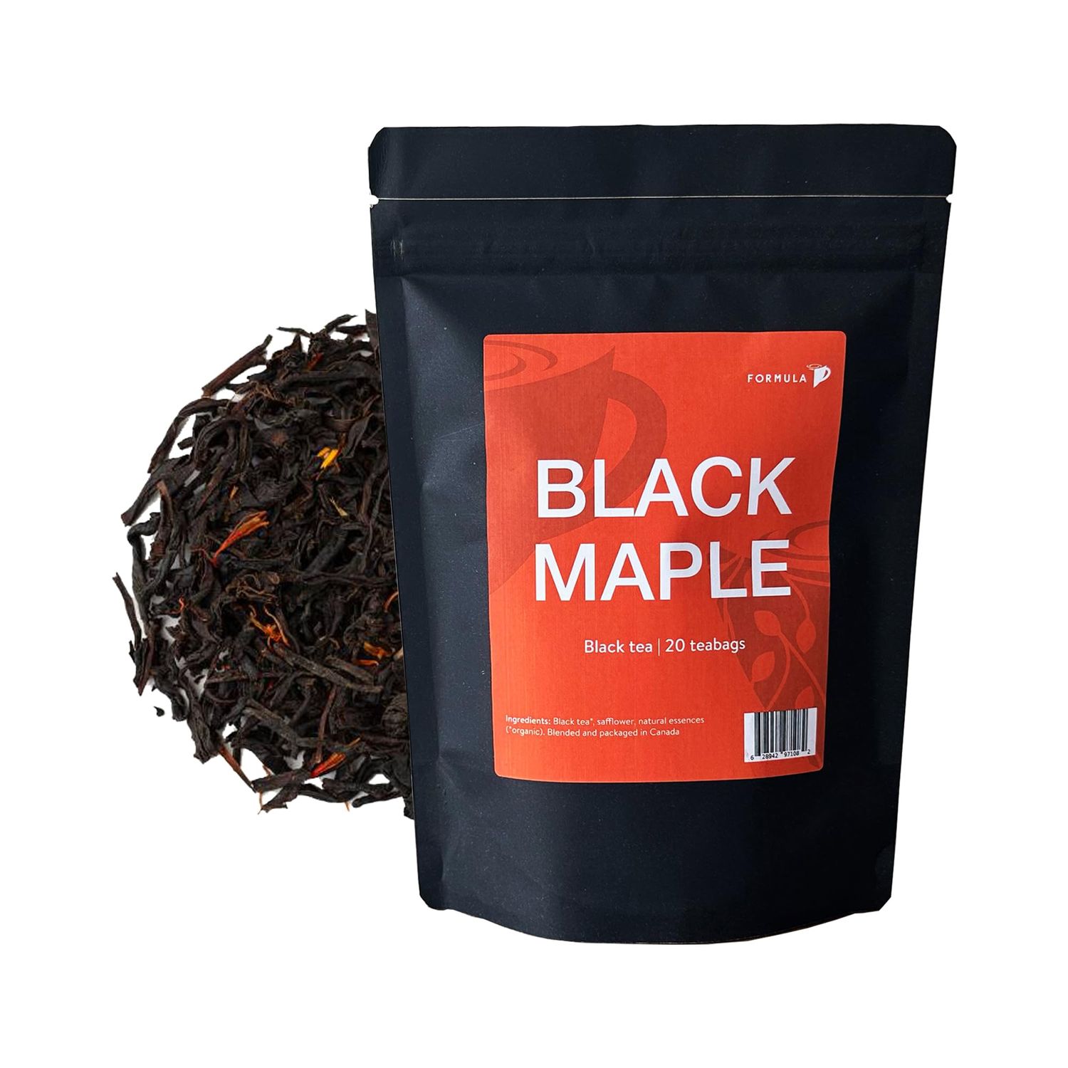Black Maple Tea by Tea Formula - Black Tea, Safflower | 20 Organic Pyramid Teabags | Organic Tea Blend | Dessert Tea | Earthy and Maple | High Caffeine