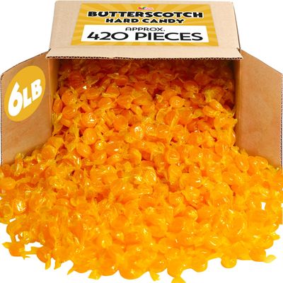 Butterscotch Hard Candy - 6 Lb - Individually Wrapped Butter Scotch Buttons Candies - Bulk Yellow Candies For Candy Buffet