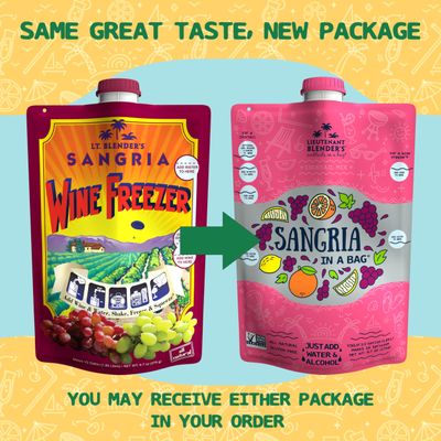 Lt. Blender's Sangria in a Bag - Wine Slushie Mixes - Each Bag Makes 1/2 Gallon of Frozen Red Sangria Mix - Non-GMO Wine Freezer Mix - Make with Wine, Liquor or as a Mocktail - (Pack of 3)