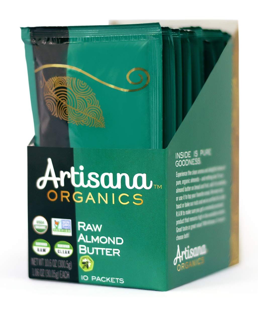 Artisana Organics Raw Almond Butter Snack Packs (10 Pack) | No Sugar Added, No Palm Oil, Vegan, Paleo, and Keto Friendly, Non GMO, 1.06oz Pouches