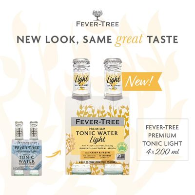 Fever-Tree Refreshingly Tonic Water, Light, 6.8 Ounce 200 ml (Pack of 24)