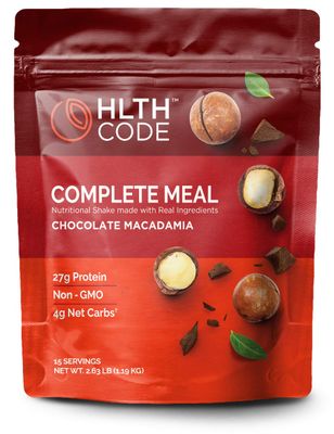 HLTH Code Complete Meal Replacement Shake - Healthiest Meal Replacement = Healthiest You | Keto Friendly | High Protein | Low Carb | Collagen | Gluten Free | Chocolate Macadamia (15 servings)