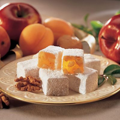 Liberty Orchards Original Aplets &amp; Cotlets - Gourmet Chewy Snack in Gift Box, Gluten Free, Lokum with Nuts, Apricot Walnut Vegan Turkish Delight Candy 10 Oz