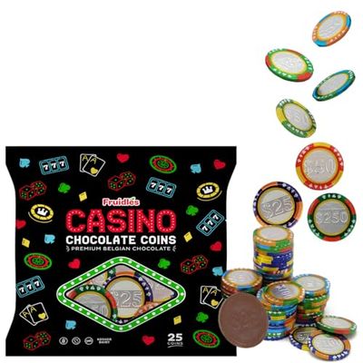 Casino Poker Chips, Belgian Milk Chocolate Coins, Kosher Certified Dairy, Non GMO (25-Pack)
