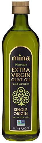 Mina Olive Oil Extra Virgin 33.8 Fl Oz, New Harvest, Polyphenol Rich Olive Oil for Cooking, Moroccan Extra Virgin Olive Oil, Single Origin Olive Oil, Cold Extraction, Less than 0.2% Acidity, 1 L
