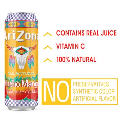 AriZona Mucho Mango Juice Cocktail - Big Can, 22 Fl Oz (Pack of 24)