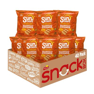SunChips Multigrain Chips, Harvest Cheddar, 1oz Single Serve Bags (40 Count)
