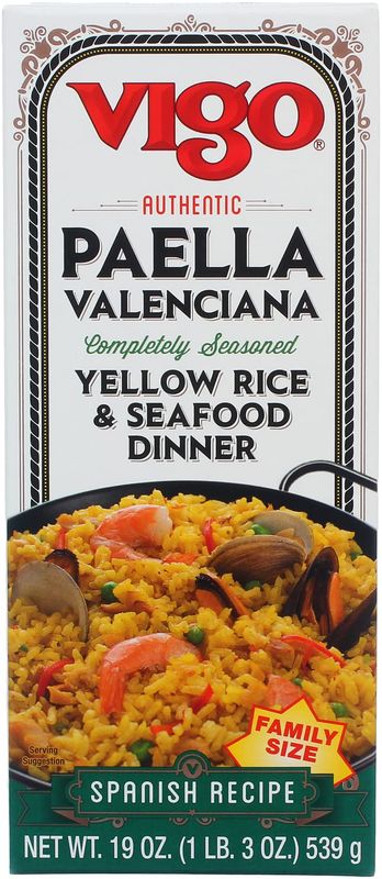 Vigo Authentic Paella Valenciana, Yellow Rice &amp; Seafood Dinner, Spanish Recipe (Yellow Rice &amp; Seafood Dinner, 19 Ounce (Pack of 6))